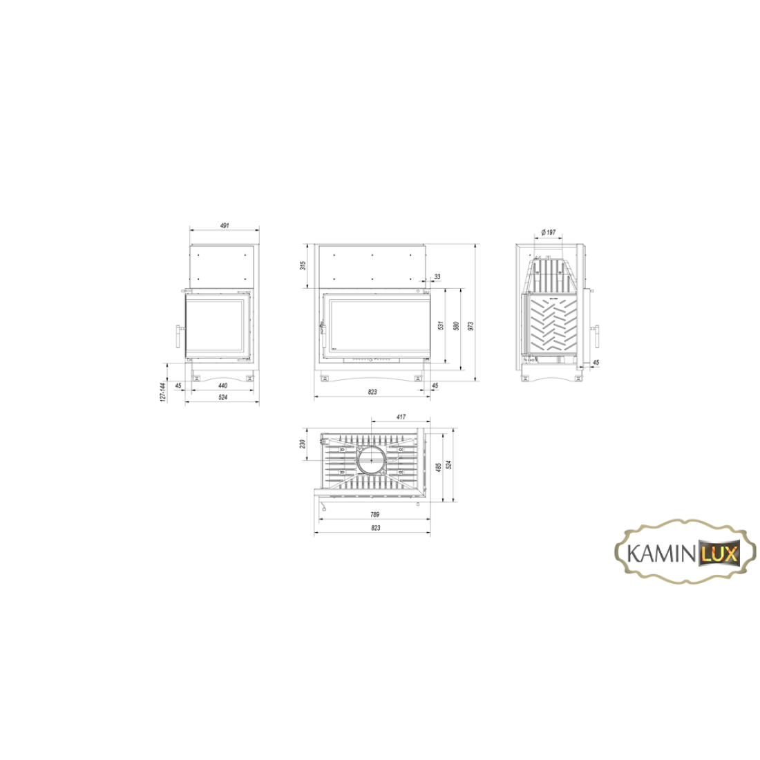 Каминная топка KRATKI OLIWIA 18 права BS DECO