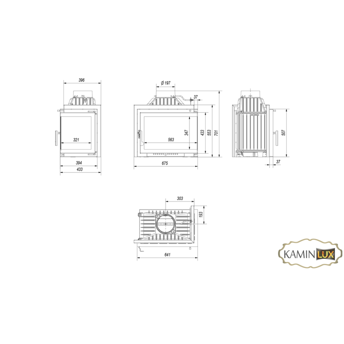 Каминная топка KRATKI SIMPLE M/S права BS