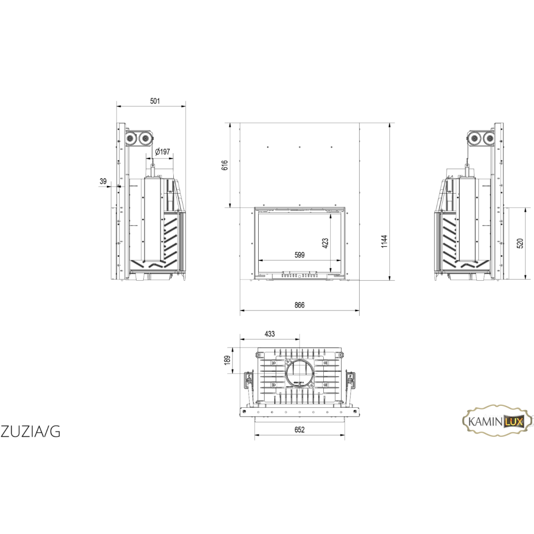 Каминная топка KRATKI ZUZIA 16 гильотина