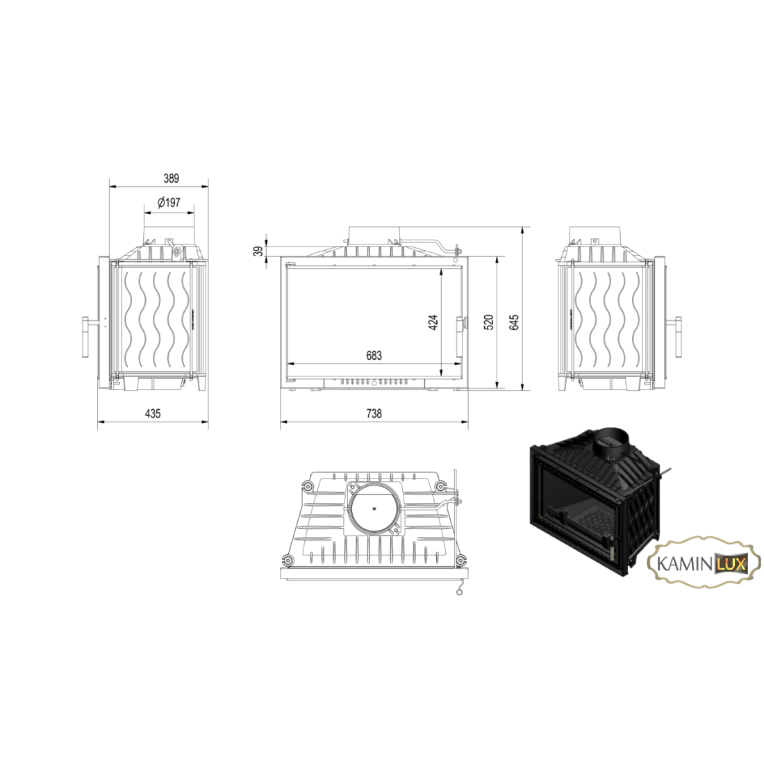 Каминная топка KRATKI WIKTOR 14 DECO