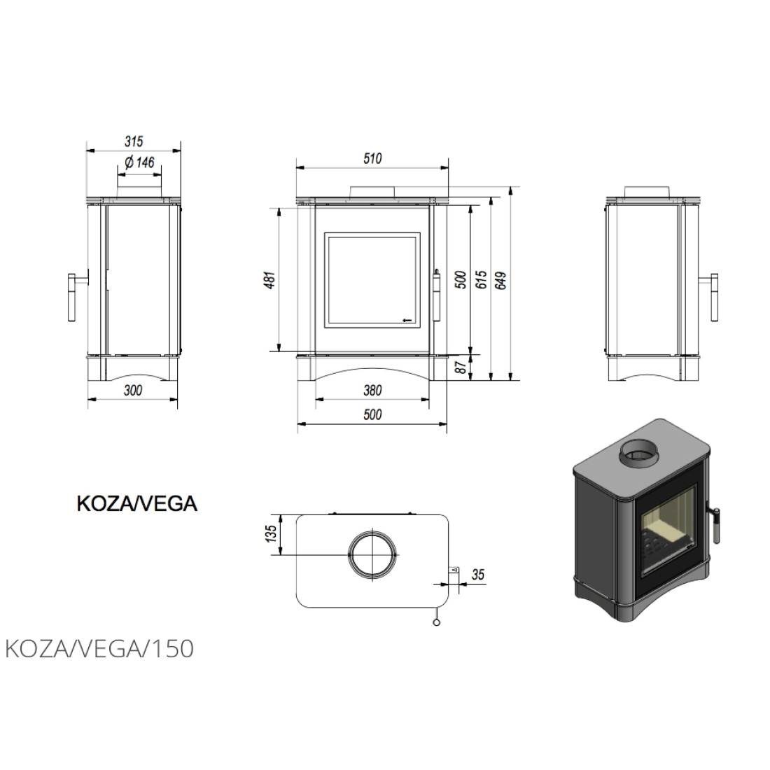 Стальная печь KRATKI KOZA VEGA