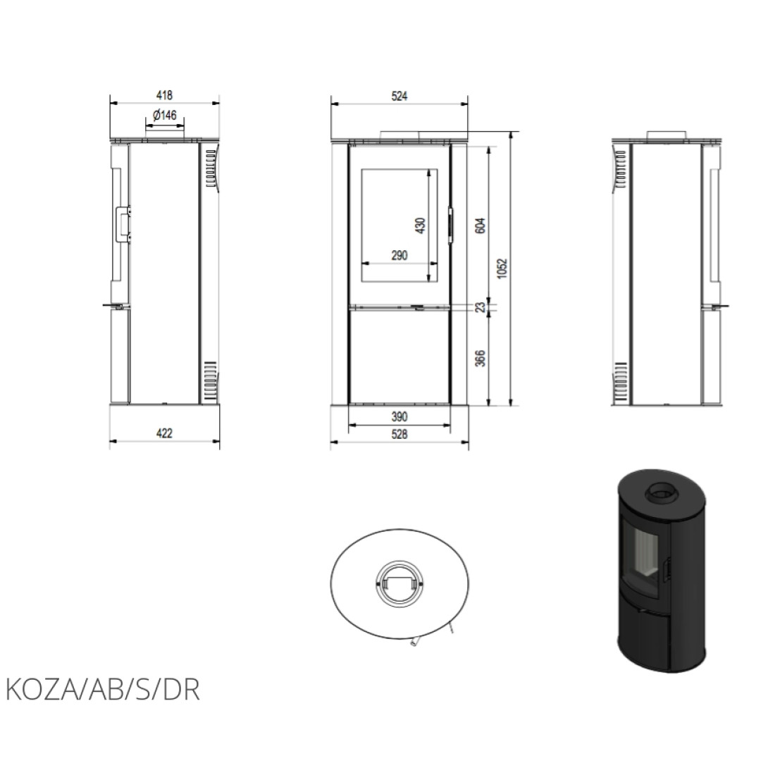 Стальная печь KRATKI KOZA AB S DR