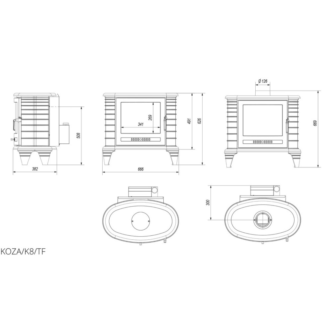 Чугунная печь KRATKI KOZA K8 TURBOFAN
