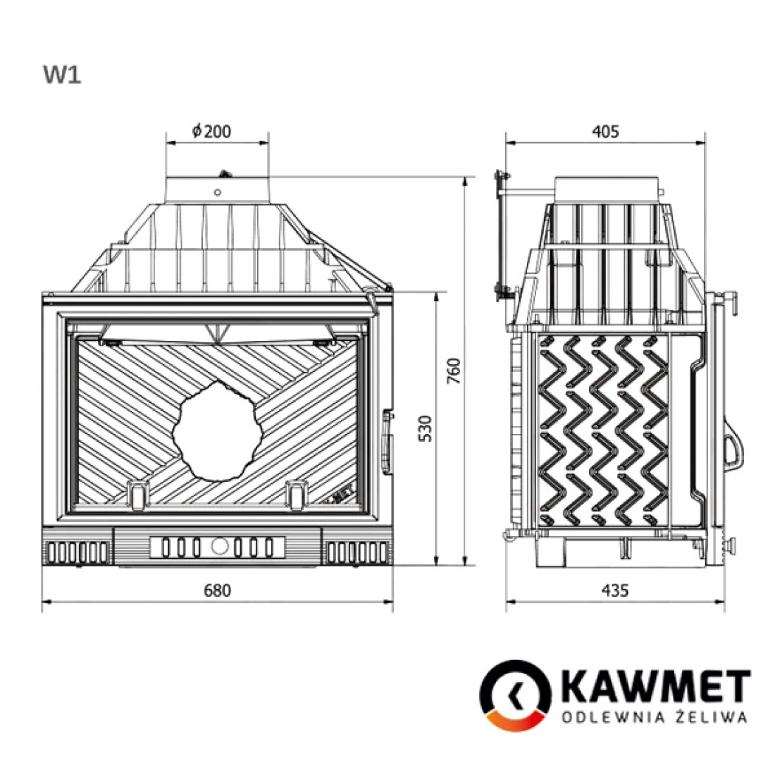 Каминная топка KAWMET W1 Feniks (18 kW)
