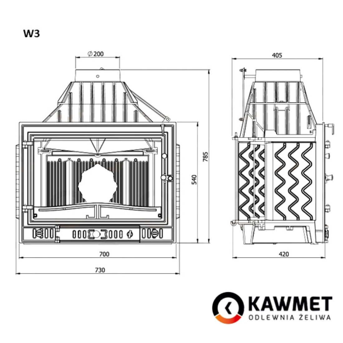 Каминная топка KAWMET W3 (16,7 kW)