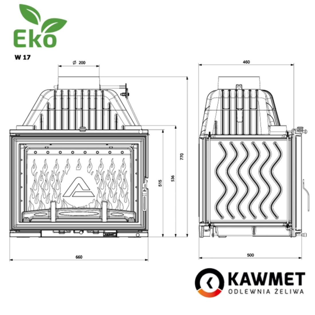 Каминная топка KAWMET W17 Dekor (16.1 kW) EСO