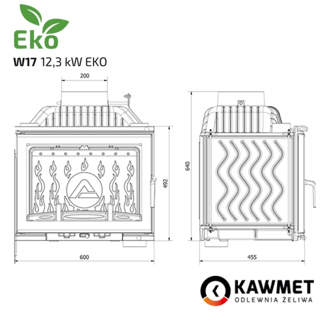 Каминная топка KAWMET W17 Dekor (12.3 kW) EСO