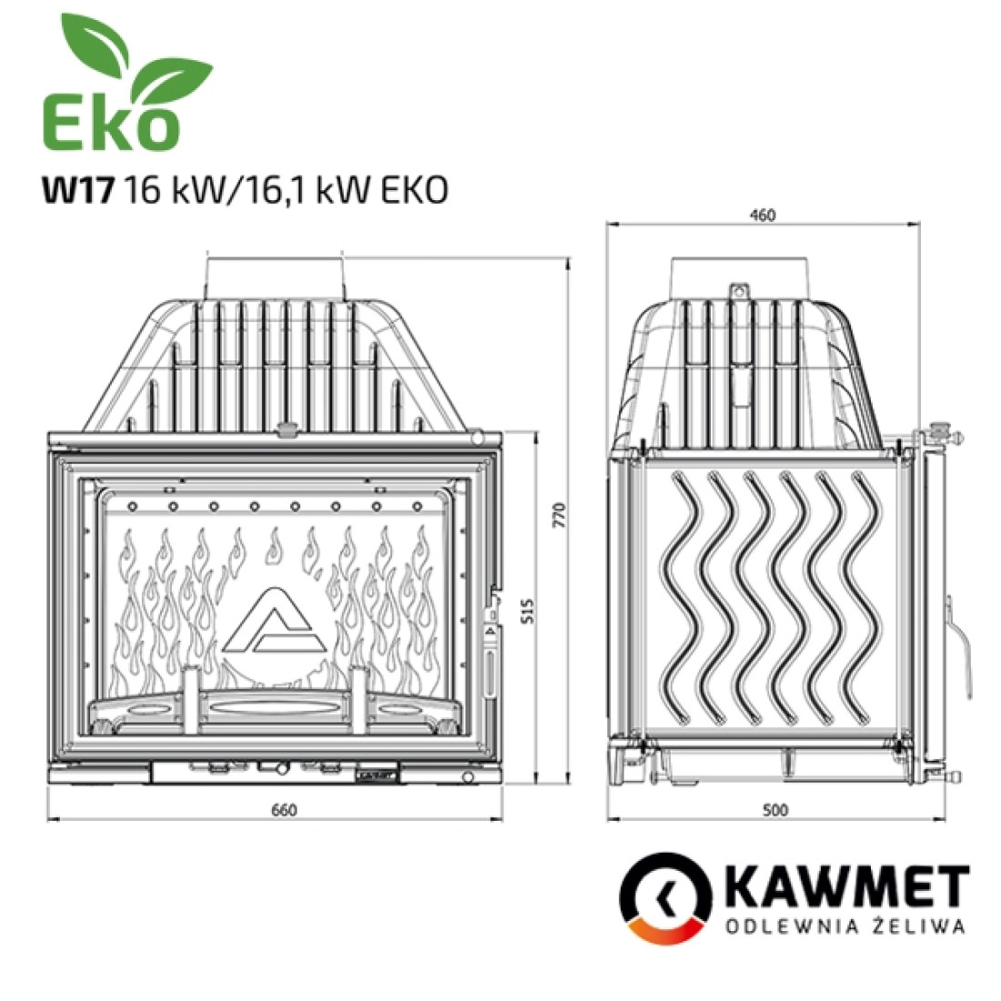 Каминная топка KAWMET W17 (16.1 kW) EСO