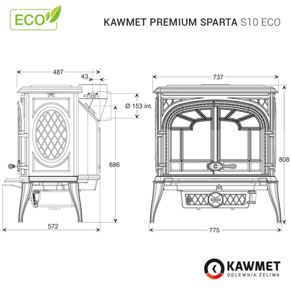 Чугунная печь KAWMET Premium SPARTA S10 ECO