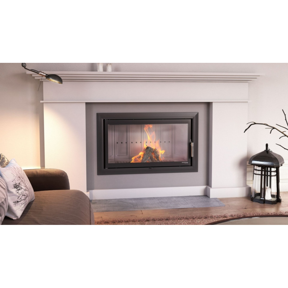 Камінна топка з водяним контуром DEFRO HOME RIVA LA SHORT (чорний шамот)