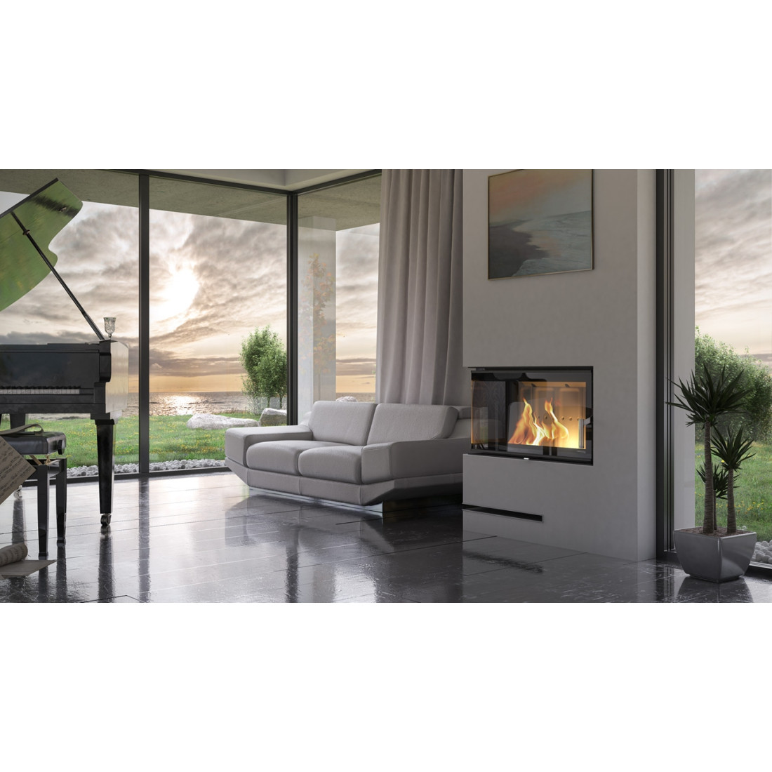 Каминная топка DEFRO HOME INTRA SM BL SLIM (чёрный шамот)