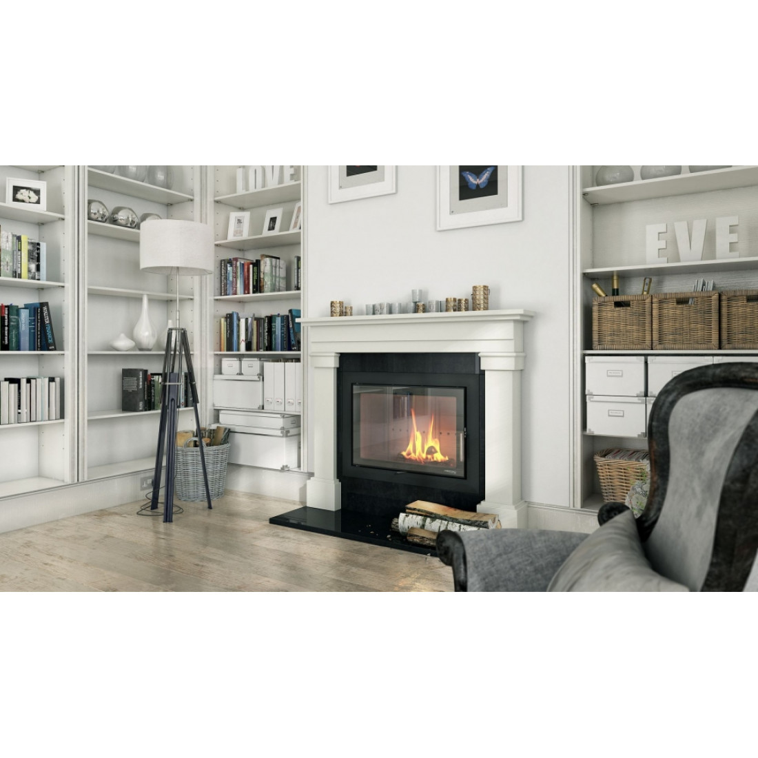 Камінна топка з водяним контуром DEFRO HOME NAVI ME (чорний шамот)