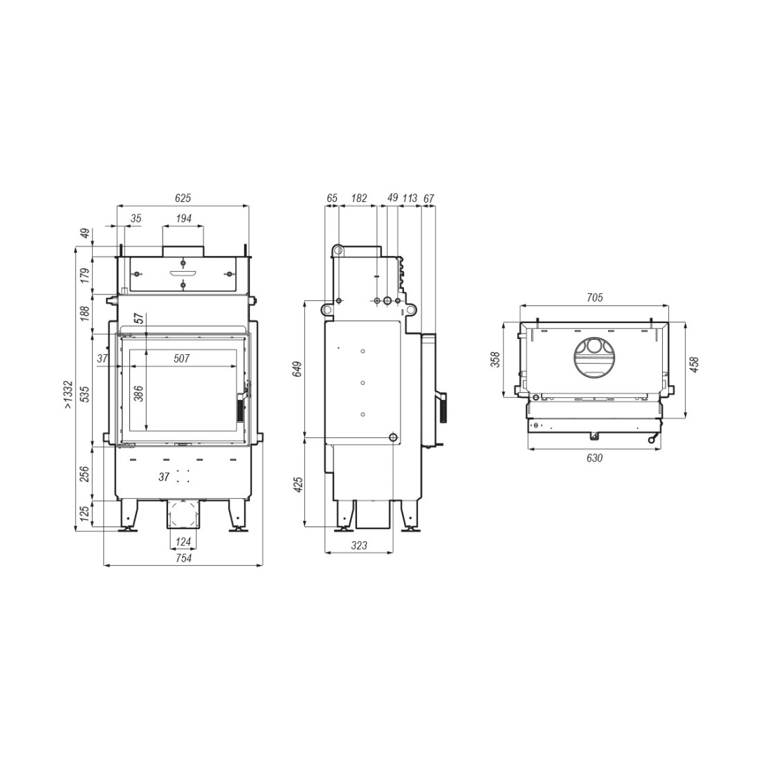 Камінна топка з водяним контуром DEFRO HOME NAVI SM (чорний шамот)
