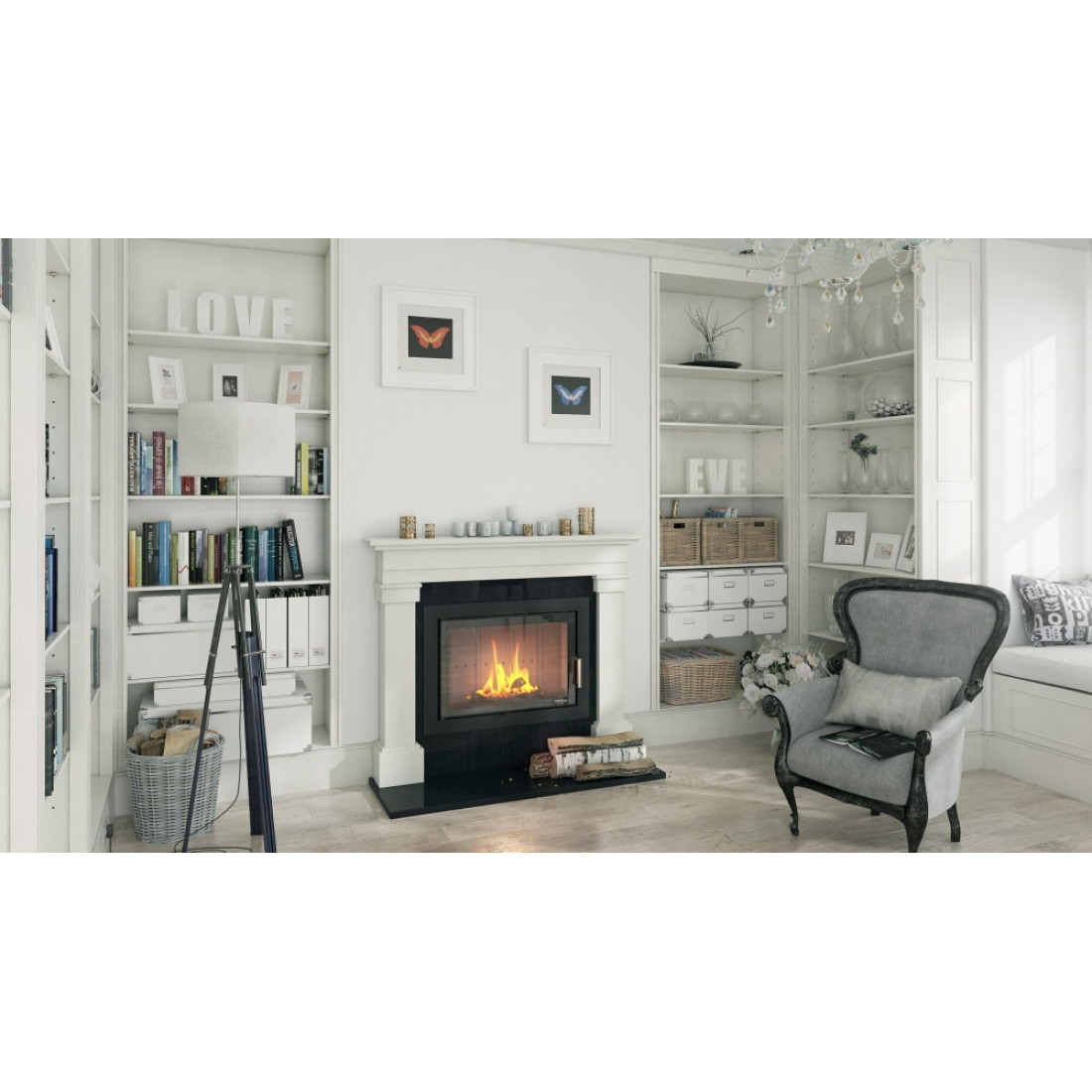 Камінна топка з водяним контуром DEFRO HOME RIVA ME SHORT (чорний шамот)