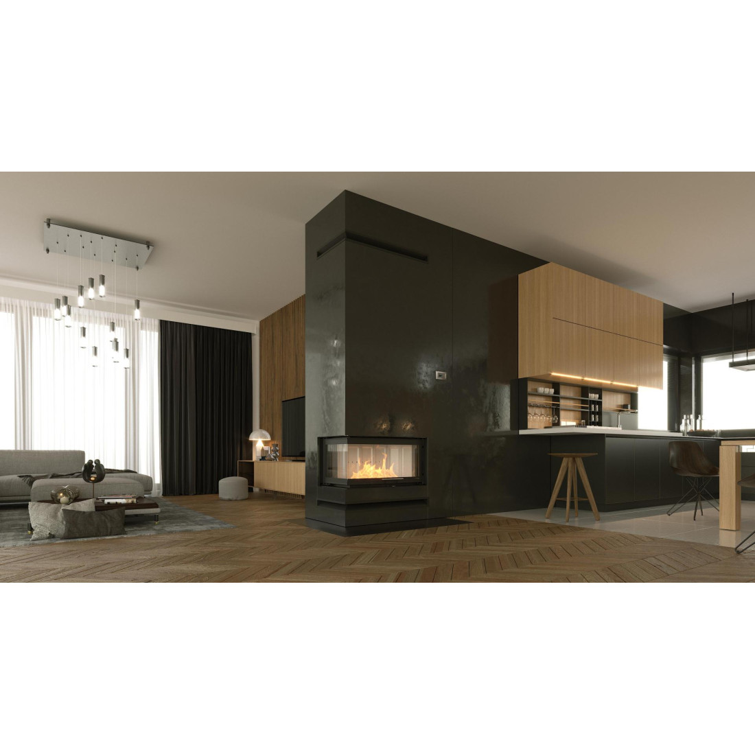 Каминная топка с водяным конутром DEFRO HOME RIVA ME BL G