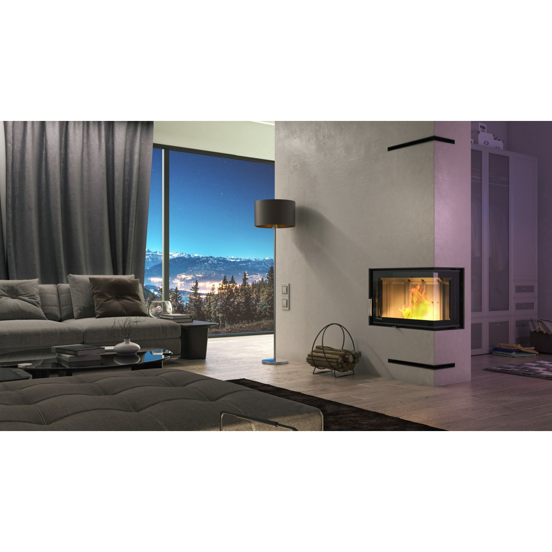 Каминная топка DEFRO HOME INTRA SM BP SLIM (чорний шамот)