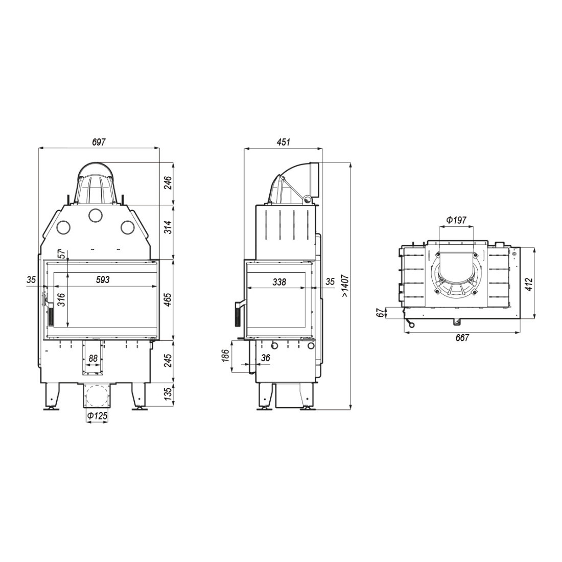 Каминная топка DEFRO HOME INTRA SM BP MINI (черный шамот)