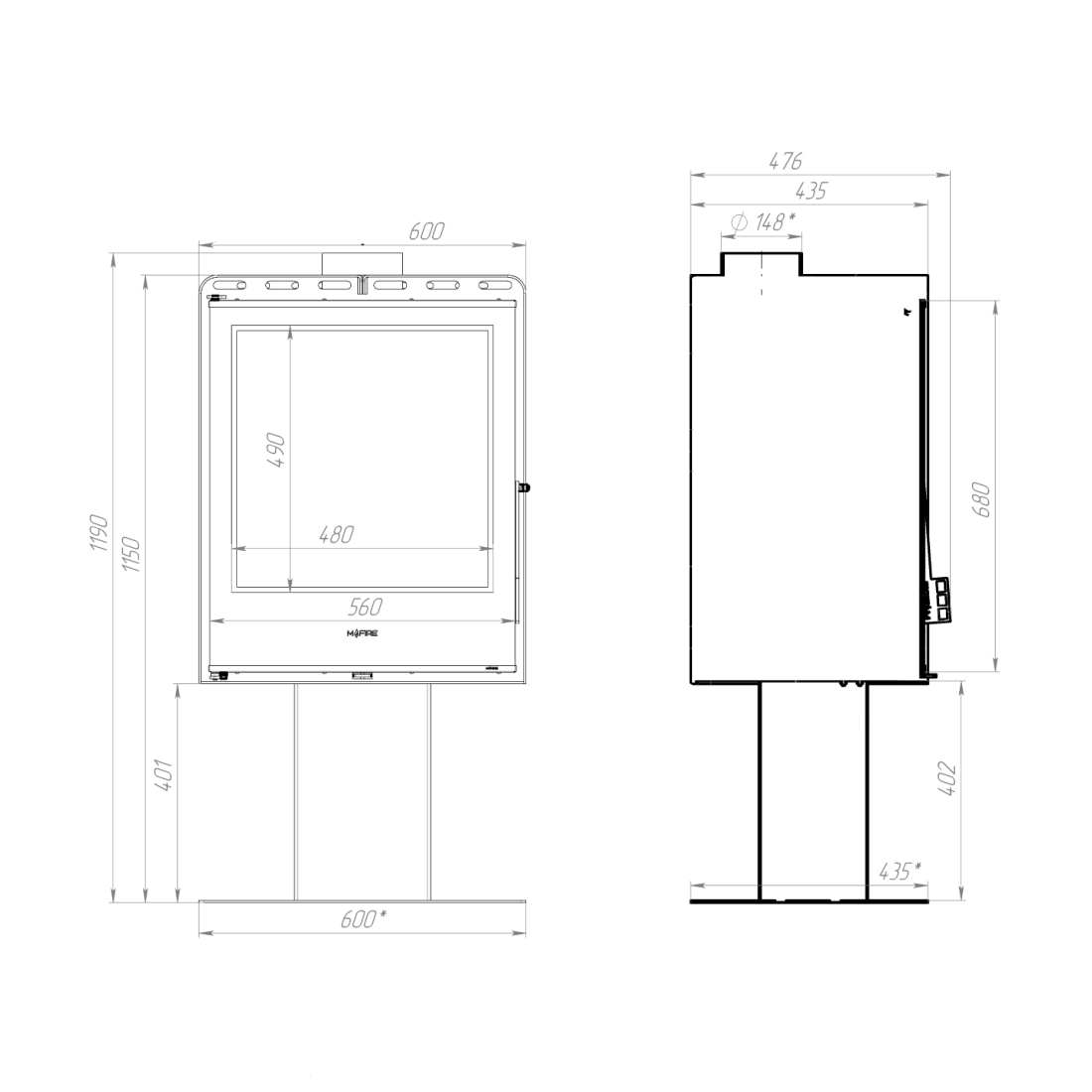 Печь стальная M-Fire Santorini на ноге (12kW)