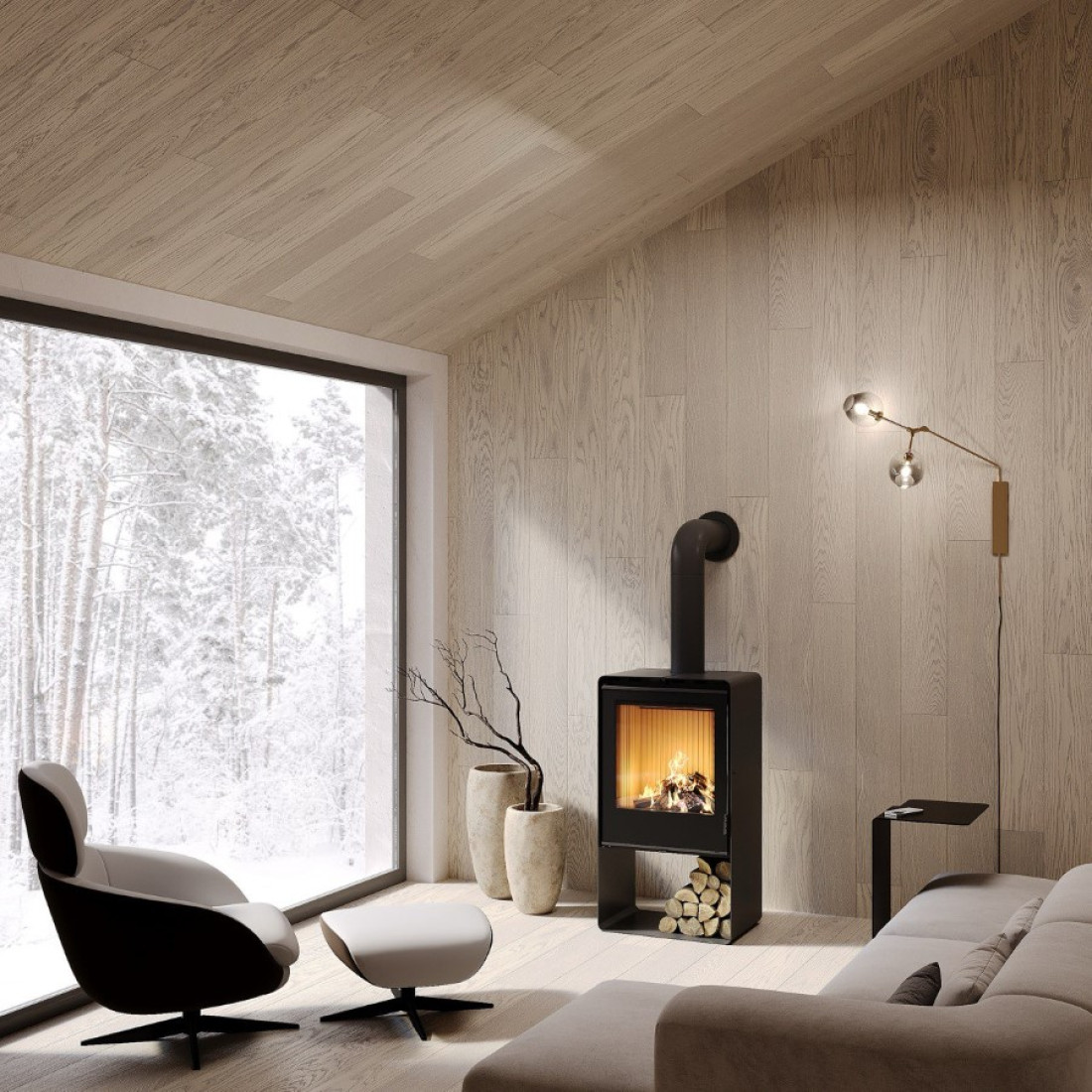 Печь стальная M-Fire Santorini с дровником (12kW)